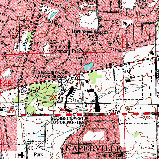 Topographic Map of Naperville Evangelical Covenant Church, IL