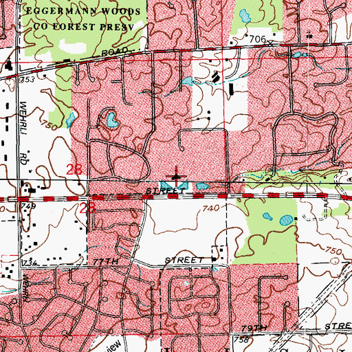 Topographic Map of Church In Naperville, IL