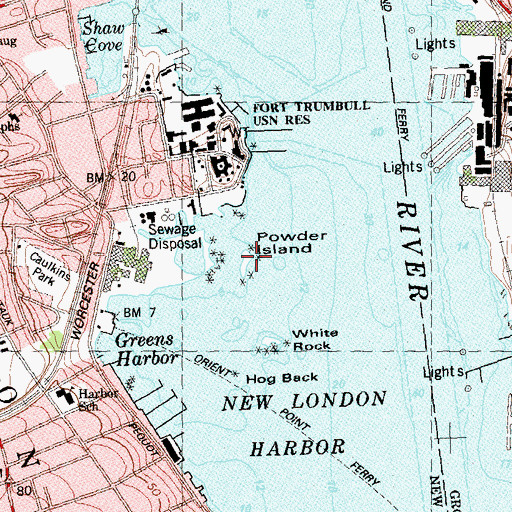 Topographic Map of Powder Island, CT