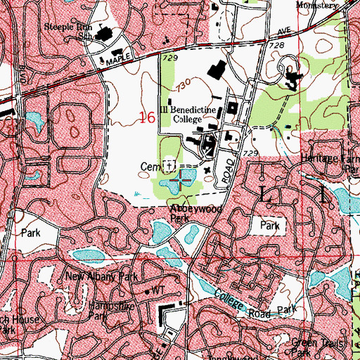Topographic Map of Lake Saint Benedict, IL