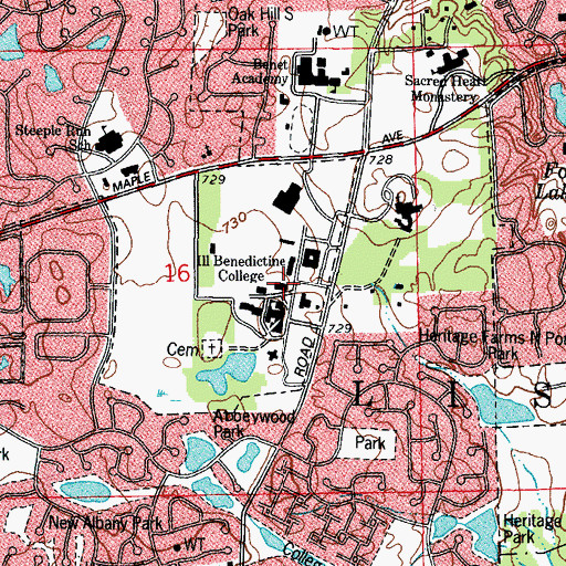 Topographic Map of Jaeger Residence Hall, IL