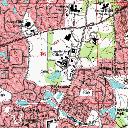 Topographic Map of Kindlon Hall of Learning, IL
