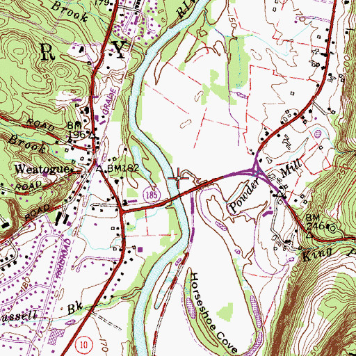 Topographic Map of Powder Mill Brook, CT