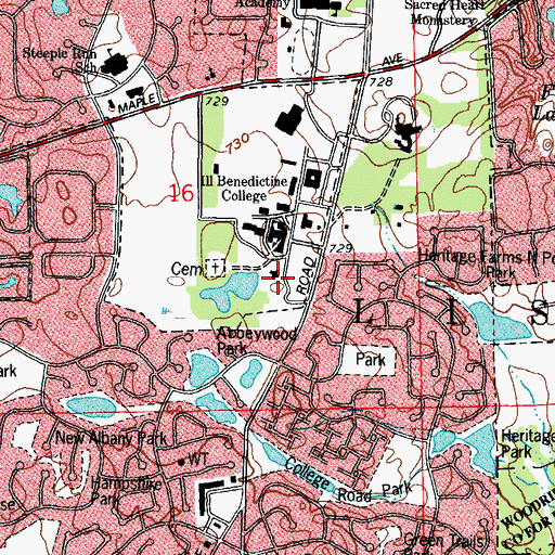 Topographic Map of Ondrak Residence Hall, IL