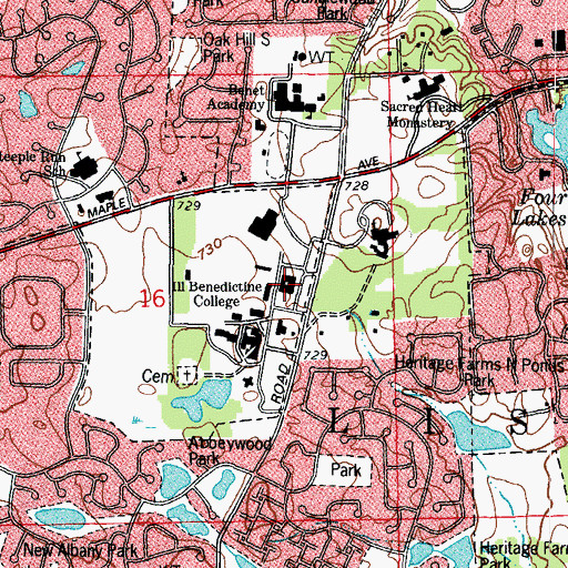 Topographic Map of Scholl Hall, IL