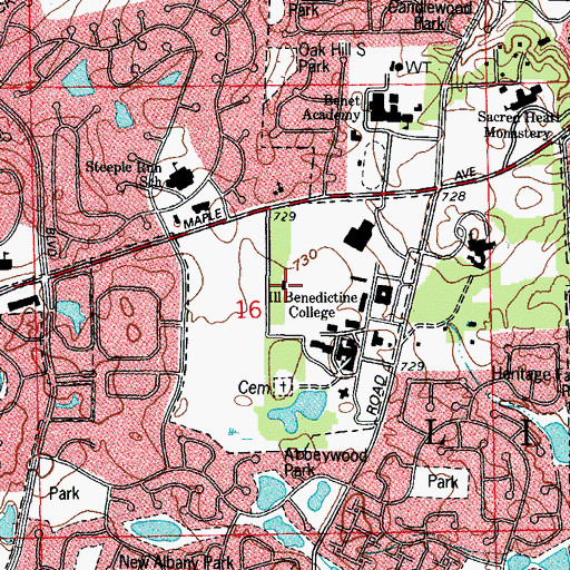 Topographic Map of The Sports Complex at Benedictine University, IL