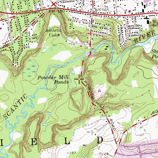 Topographic Map of Powder Mill Ponds, CT