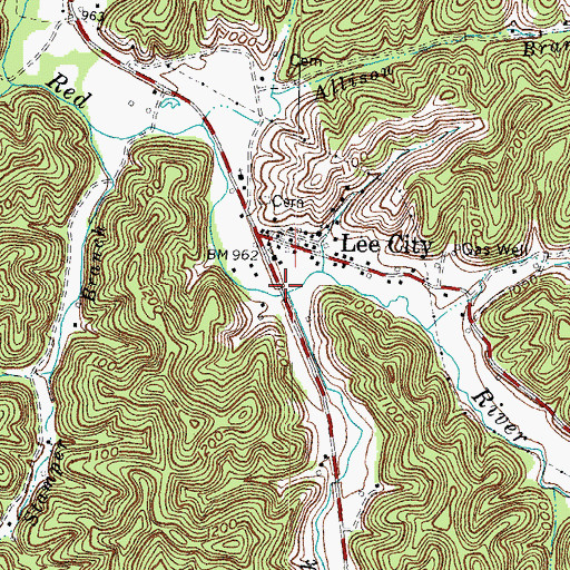 Topographic Map of Lee City Holiness House of Prayer, KY