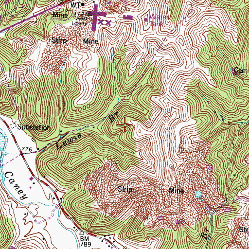 Topographic Map of Index Community Church, KY