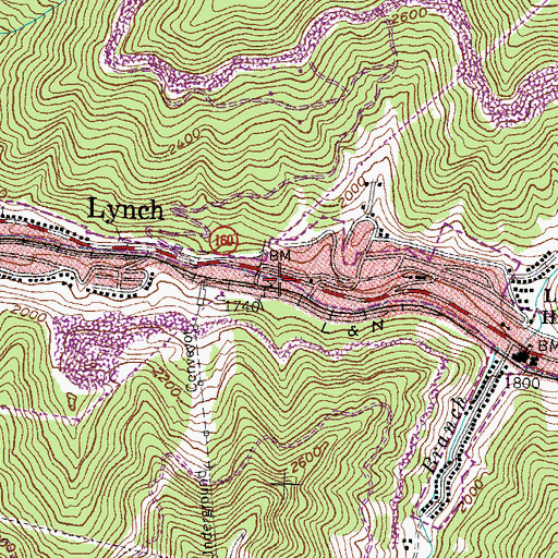 Topographic Map of Lynch City Hall, KY
