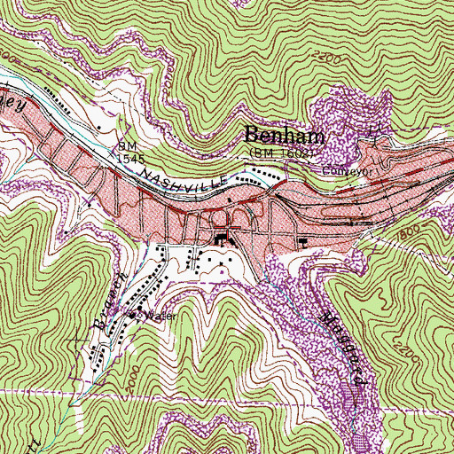 Topographic Map of Benham United Methodist Church, KY