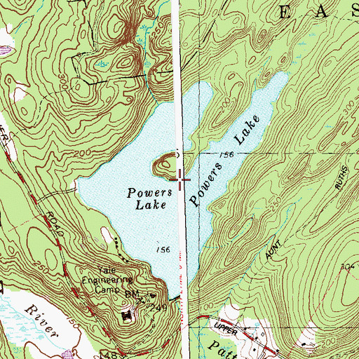Topographic Map of Powers Lake, CT
