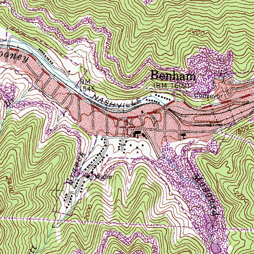 Topographic Map of Benham Hotel (historical), KY