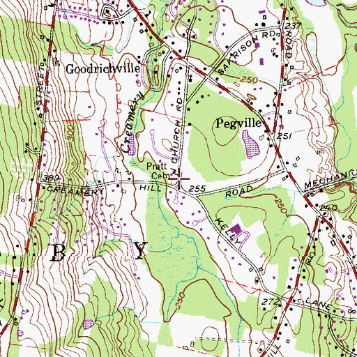 Topographic Map of Pratt Cemetery, CT