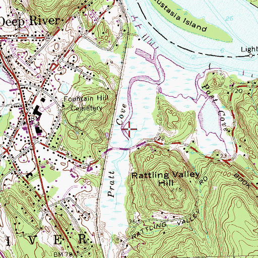 Topographic Map of Pratt Cove, CT