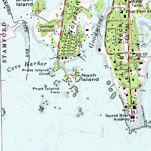 Topographic Map of Nash Island, CT