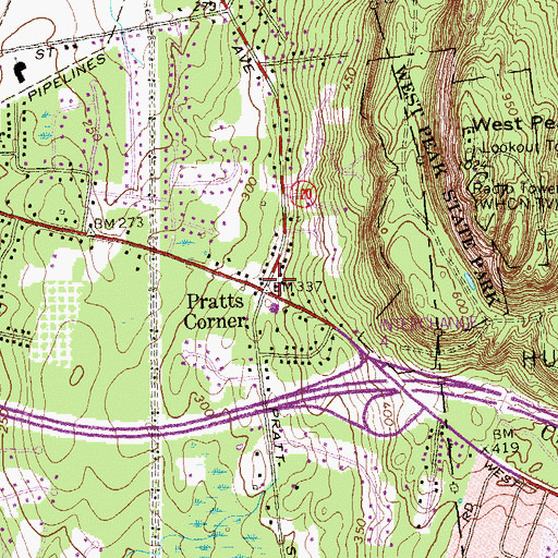 Topographic Map of Pratts Corner, CT