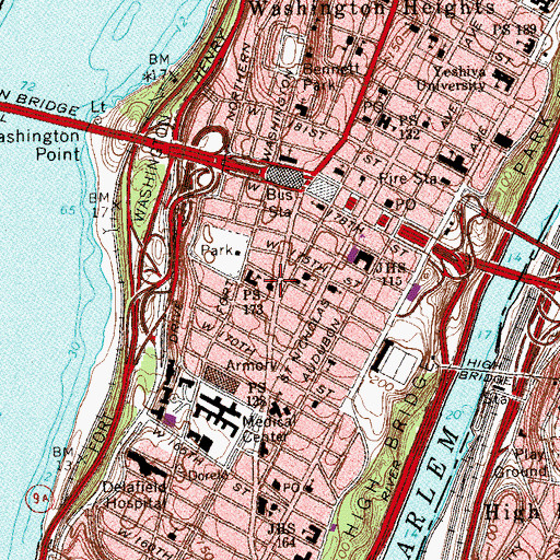 Topographic Map of Broadway Temple-Washington Heights United Methodist Church, NY