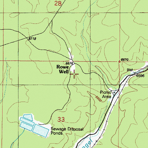 Topographic Map of Rowes Tank, AZ