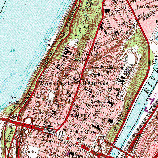 Topographic Map of Mount Sinai Synagogue, NY