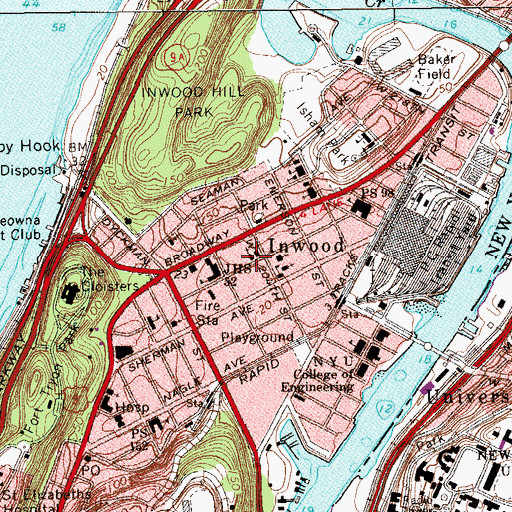 Topographic Map of Mount Washington Presbyterian Church, NY