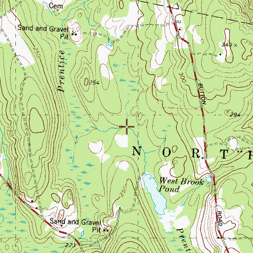 Topographic Map of Prentice Brook, CT