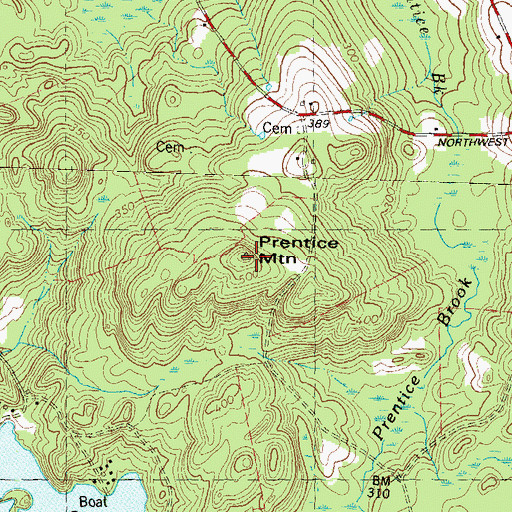 Topographic Map of Prentice Mountain, CT