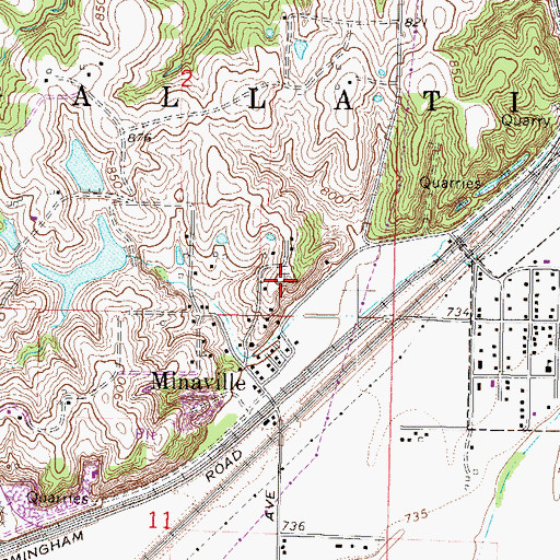 Topographic Map of Minaville Cemetery, MO