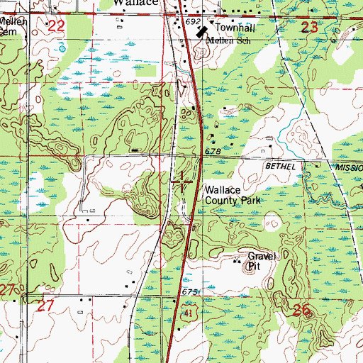 Topographic Map of Wallace County Park, MI