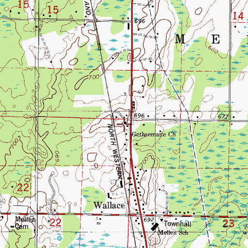 Topographic Map of Gethsemane Church, MI
