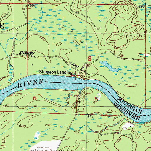 Topographic Map of Sturgeon Landing, MI