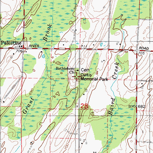 Topographic Map of Curtis Memorial Park, MI