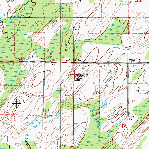 Topographic Map of Daggett Cemetery, MI