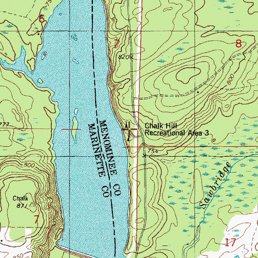 Topographic Map of Chalk Hill Recreational Area Three, MI