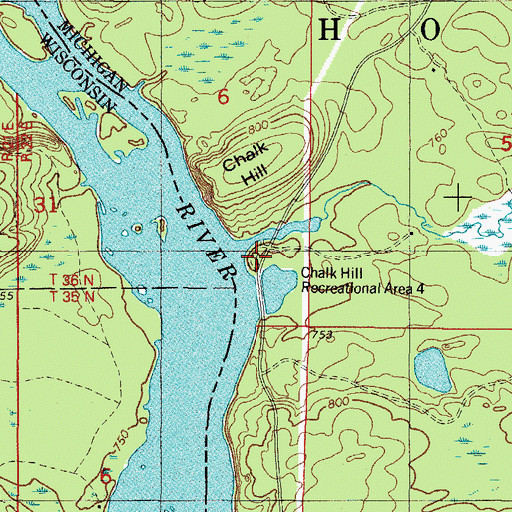 Topographic Map of Chalk Hill Recreational Area Four, MI