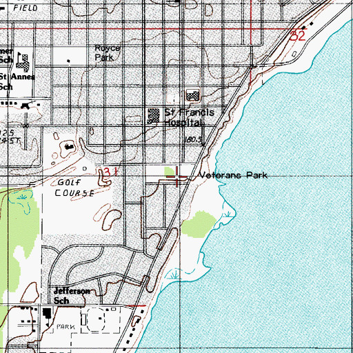 Topographic Map of Veterans Park, MI