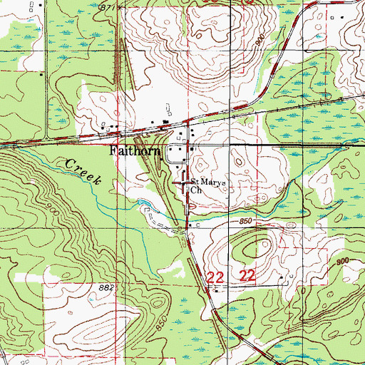Topographic Map of Saint Marys Church, MI