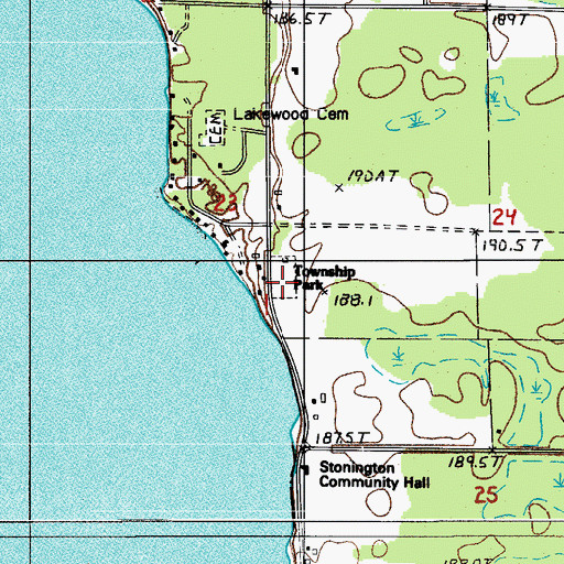 Topographic Map of Township Park, MI