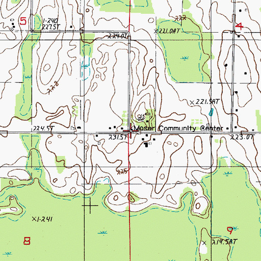 Topographic Map of Moser Community Center, MI