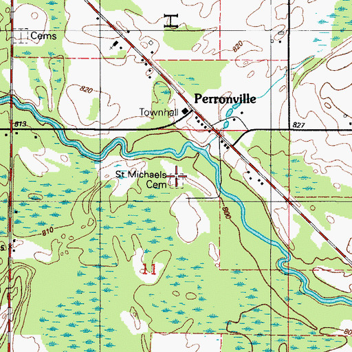 Topographic Map of Saint Michaels Cemetery, MI