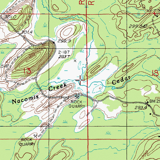 Topographic Map of Nacomis Creek, MI