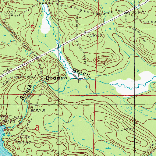 Topographic Map of South Branch Breen Creek, MI
