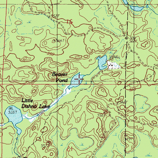 Topographic Map of Beaver Pond, MI