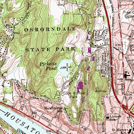 Topographic Map of Picketts Pond, CT
