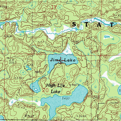 Topographic Map of Jims Lake, MI