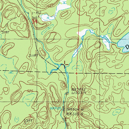 Topographic Map of Tama Creek, MI