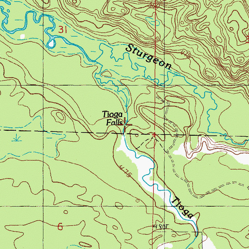 Topographic Map of Tioga Falls, MI