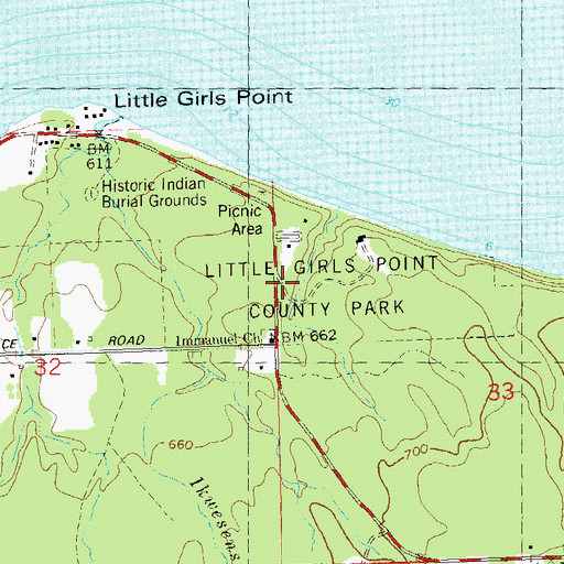 Topographic Map of Little Girls Point County Park, MI