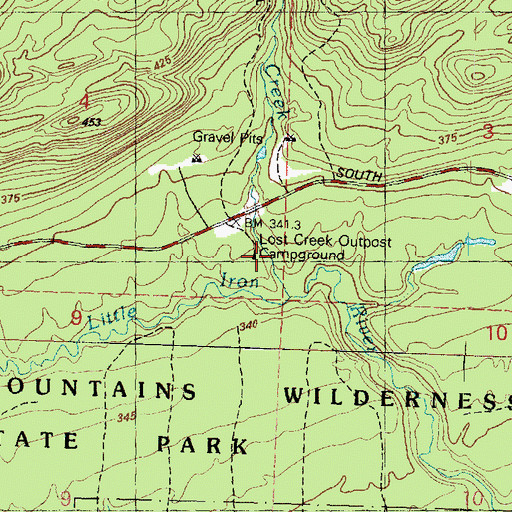 Topographic Map of Lost Creek Outpost Campground, MI