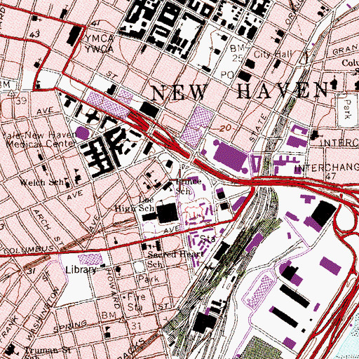 Topographic Map of Prince School, CT